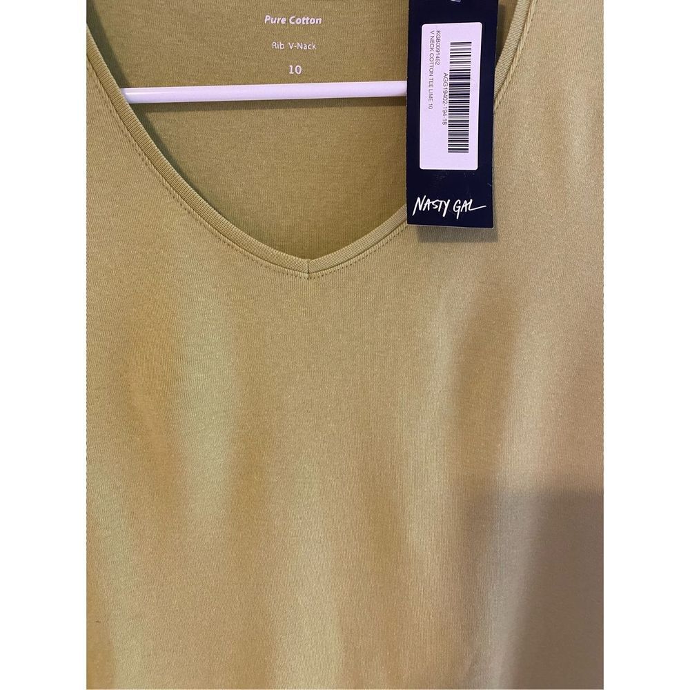 Nasty Gal Lime Green V Neck T Shirt Size 10 - Picture 7 of 9